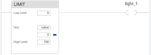 LIMIT ladder instruction example less than