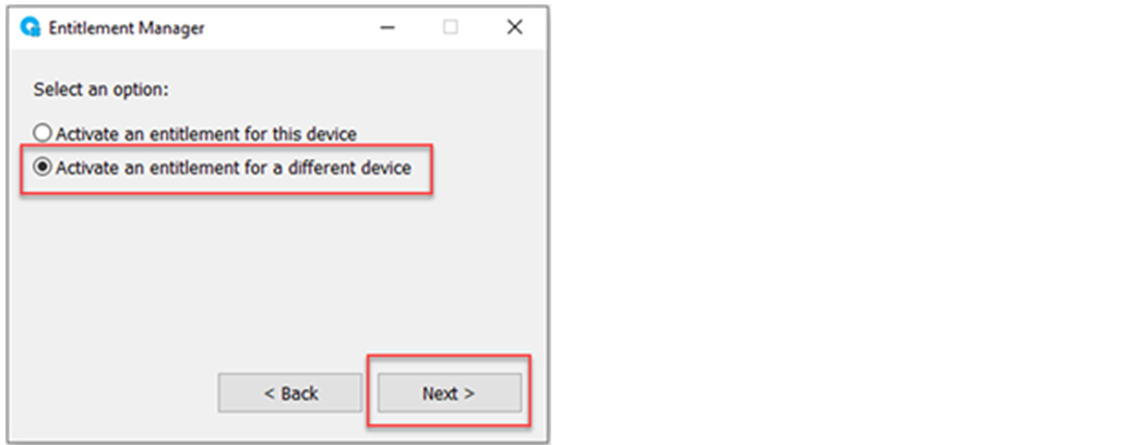 Select activate an entitlement for a different device.