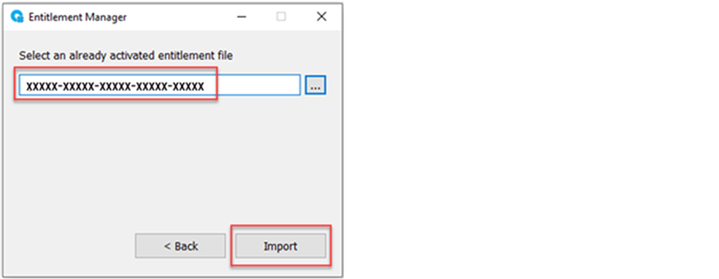 This image shows how to import an already activated entitlement file in FactoryTalk
              Optix Manager.