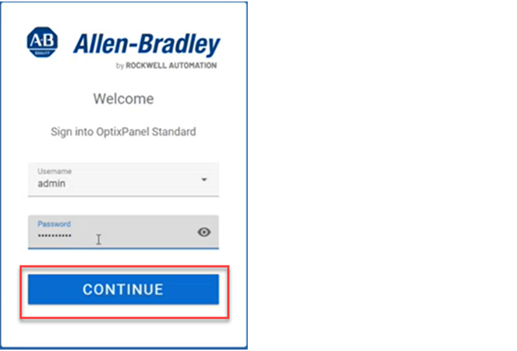 OptixPanel Standard's sign in dialog box.