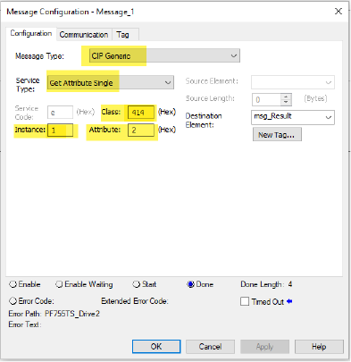 Shows a message configuration window.