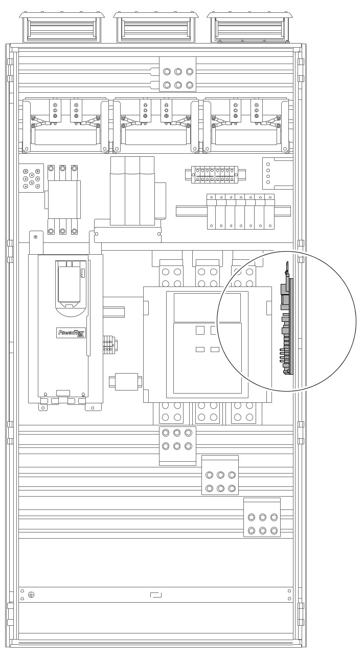 AC precharge location in a Frame 10...15 Input Bay.